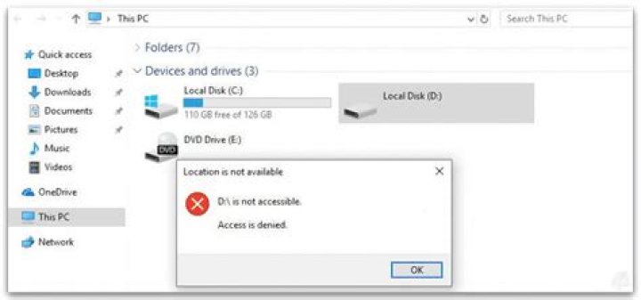 “Disk D: is not accessible. Access is denied” on Windows 8