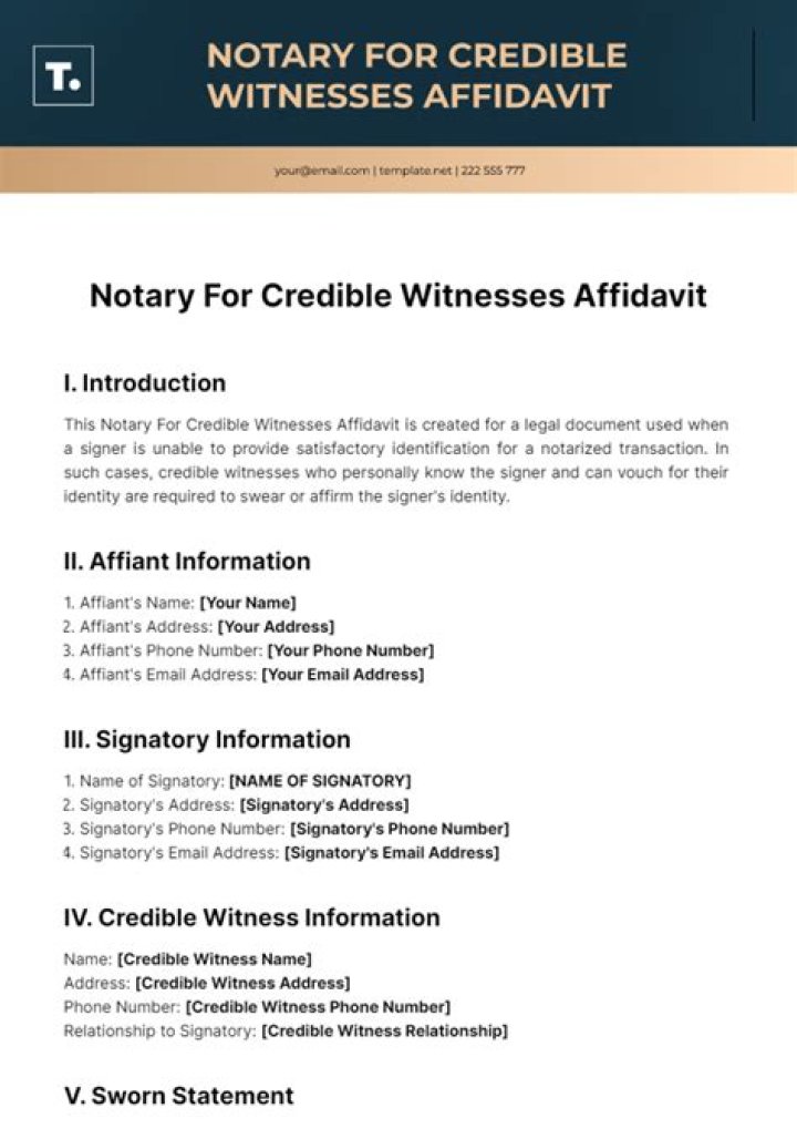 Does the notary have to personally know the credible witness