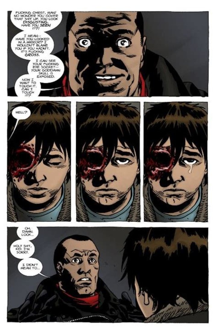 How did Carl lose his eye in the comics?