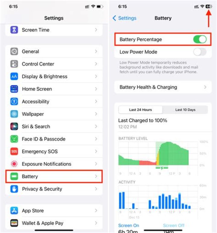 How do I change battery percentage on iPhone XS Max?