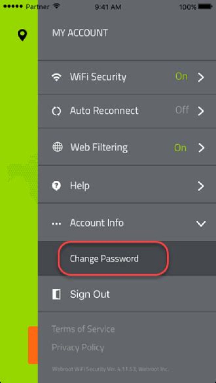 How do I change my password on my WiFi app?