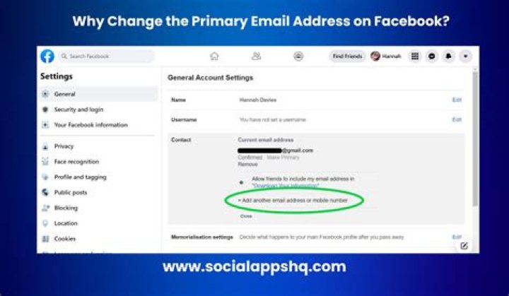 How do I delete my primary email on Facebook?