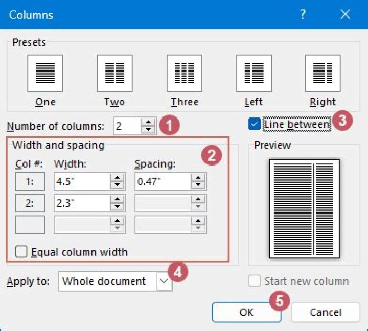 How do I remove columns in Word 2016?