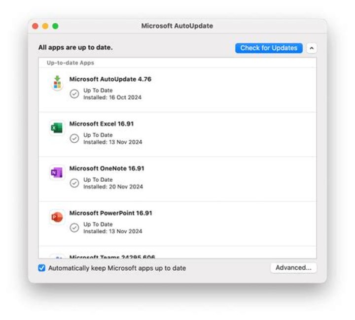 How do I run Microsoft Update on Mac?