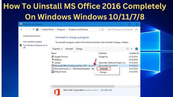 How do I uninstall Office 2016?