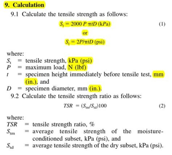 How do you calculate tensile strength?