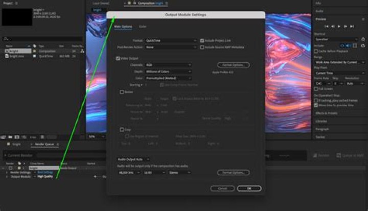 How do you change render quality in after effects?