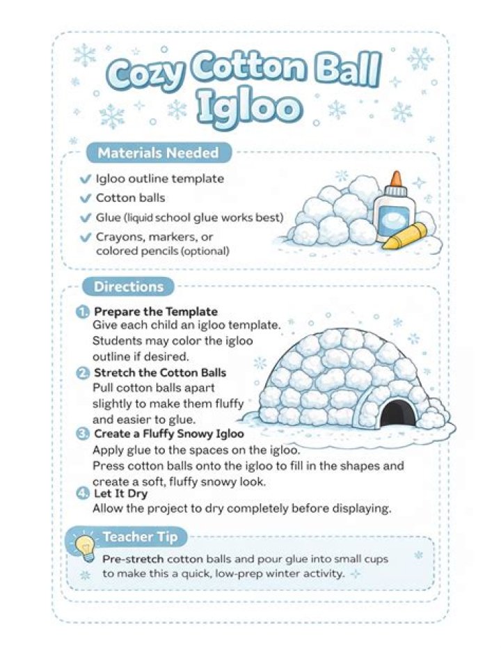 How do you make a cotton ball igloo?