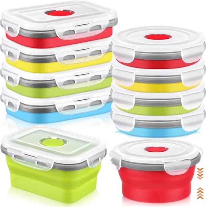 How do you store food containers and lids?