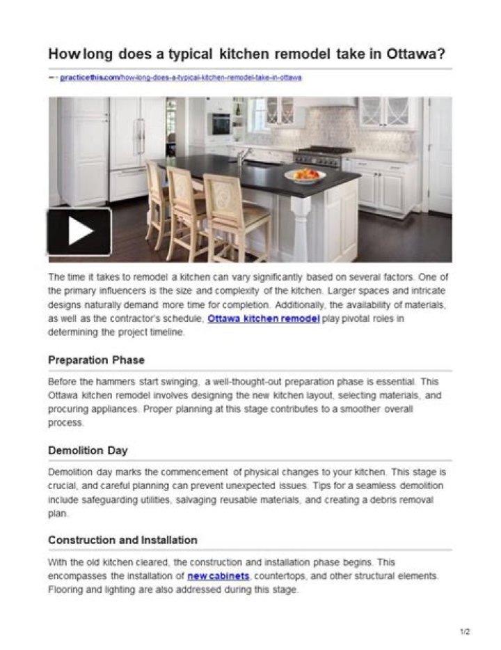 How long does a typical kitchen remodel take