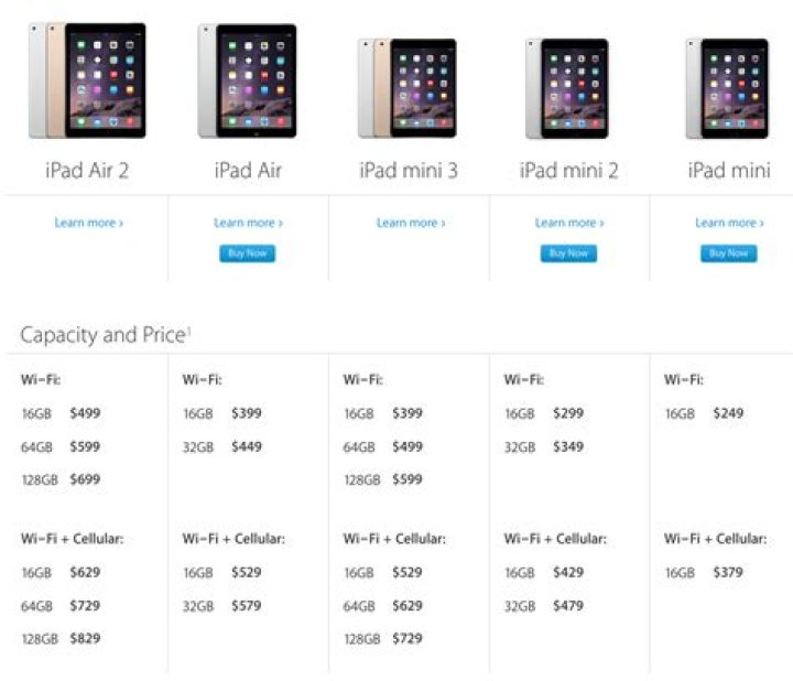 How much does the iPad air cost?