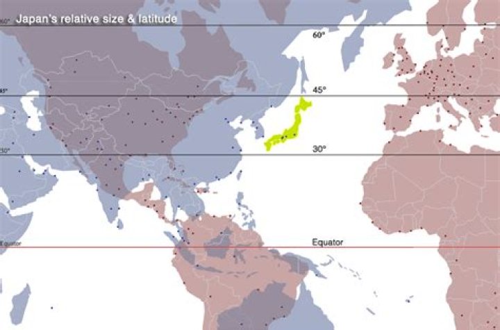 Is Japan north or south of the equator?