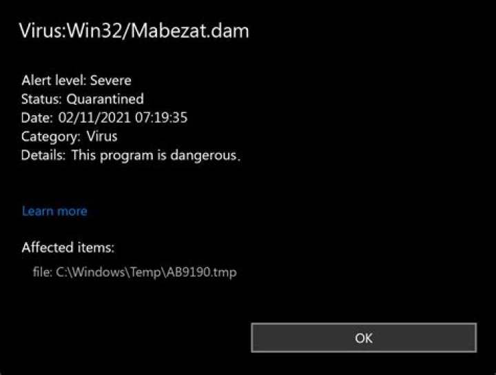 Virus:Win32/Mabezat.dam (Mabezat Virus) — Virus Removal Guide