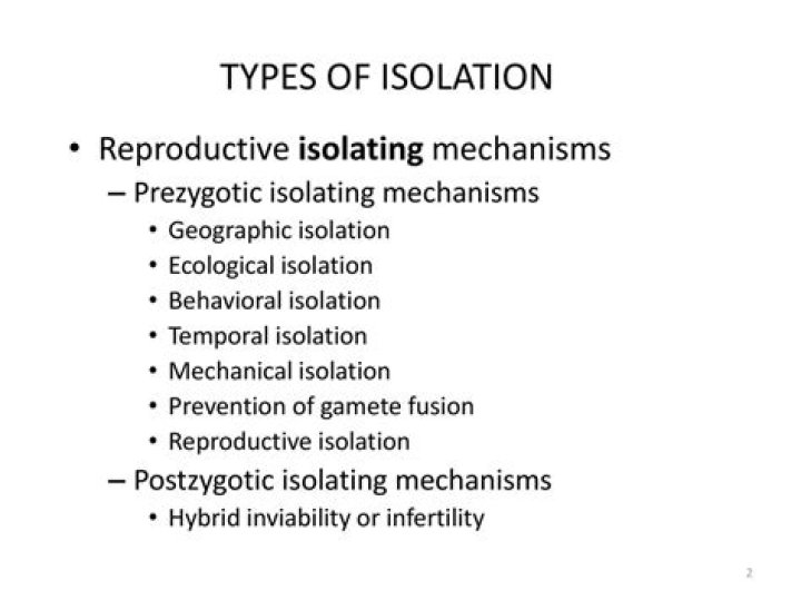 What are the different types of isolation in biology