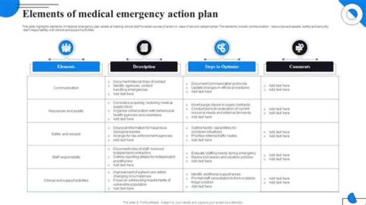 What are the three main steps in an emergency action plan