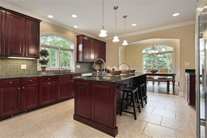 What color flooring goes with dark cabinets