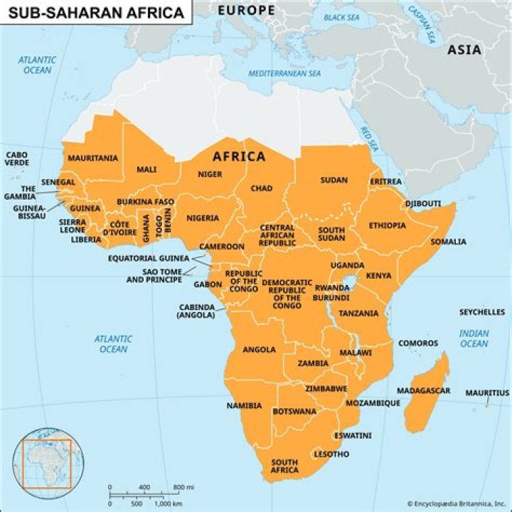What countries are in Africa south of the Sahara