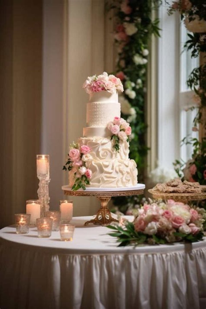 What do you put on a wedding cake table