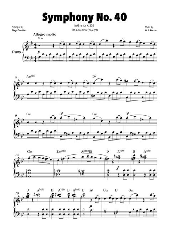 What form is Mozarts Symphony No 40 in