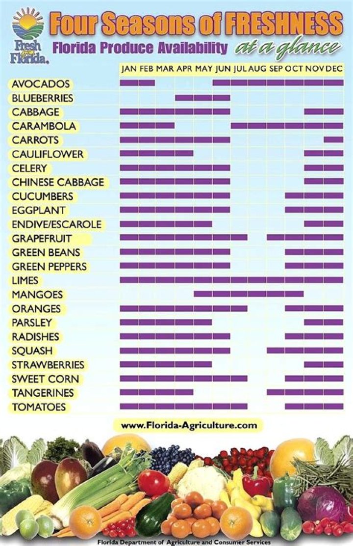 What fruits and vegetables are in season in Florida