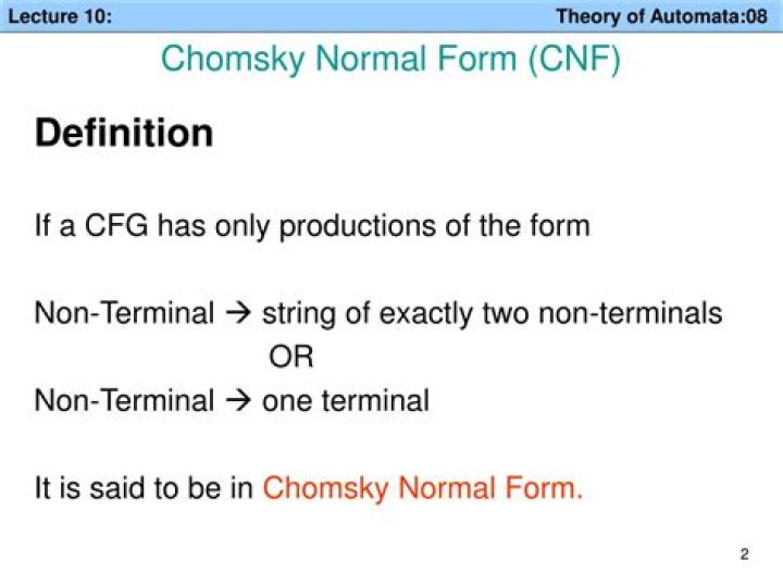 What is Chomsky normal form with example