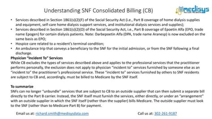 What is covered under consolidated billing