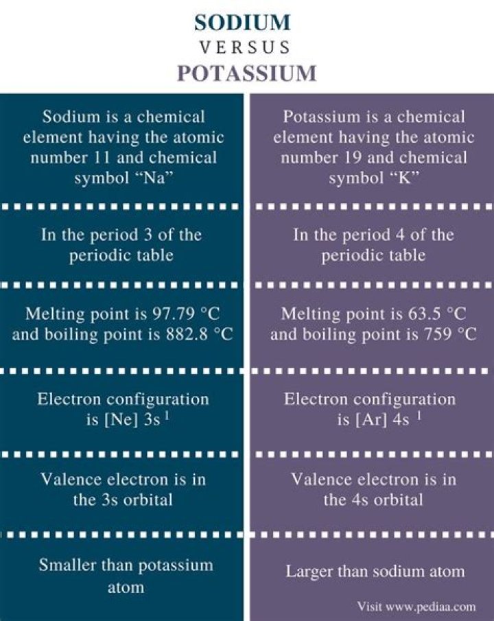 What is difference between sodium and potassium