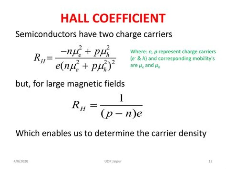 What is Hall coefficient in semiconductors?