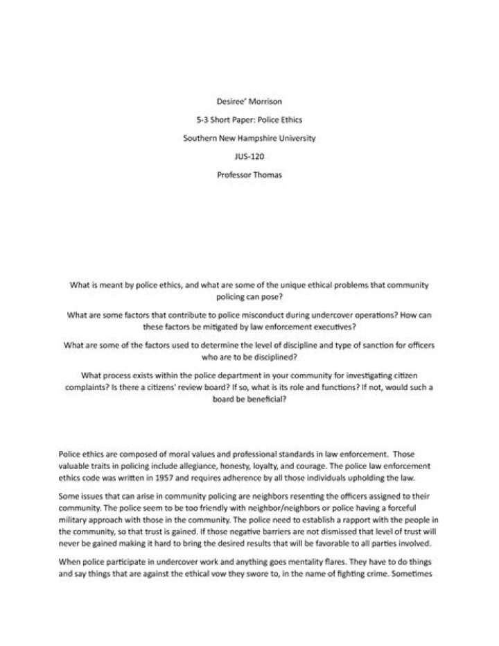 What is meant by police ethics