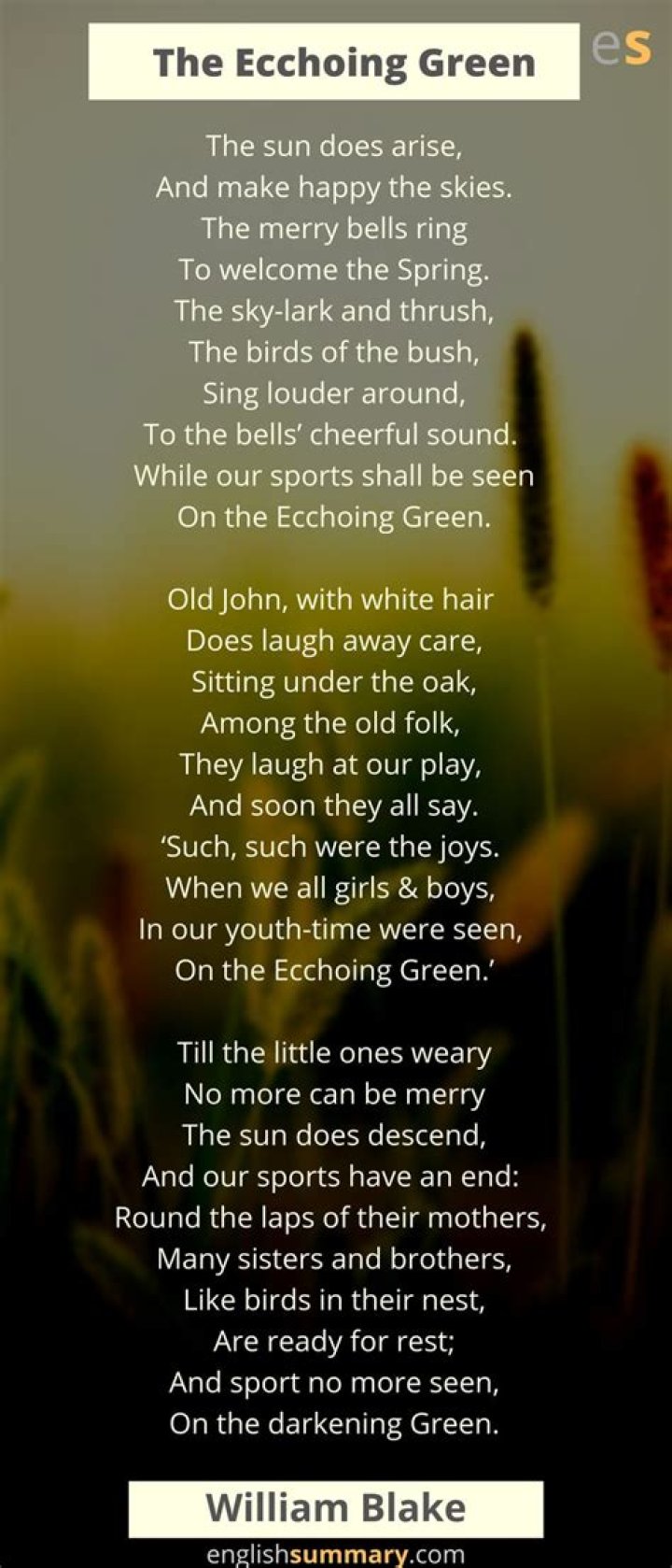 What is the rhyme scheme of the poem Echoing Green?