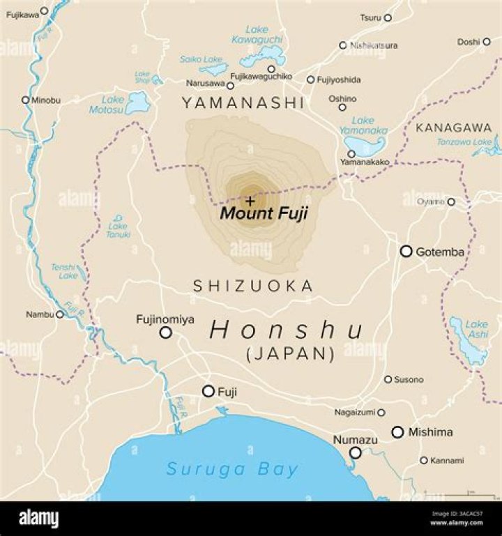 What mountain is labeled on the island of Honshu?