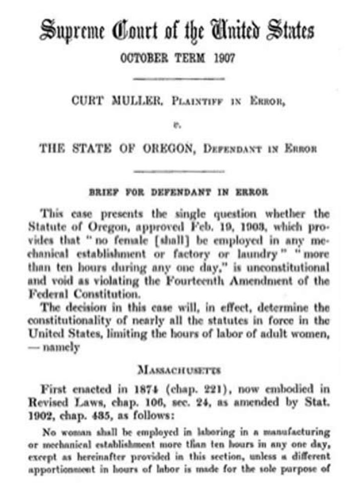 What was the Supreme Courts ruling in Muller v Oregon 1908