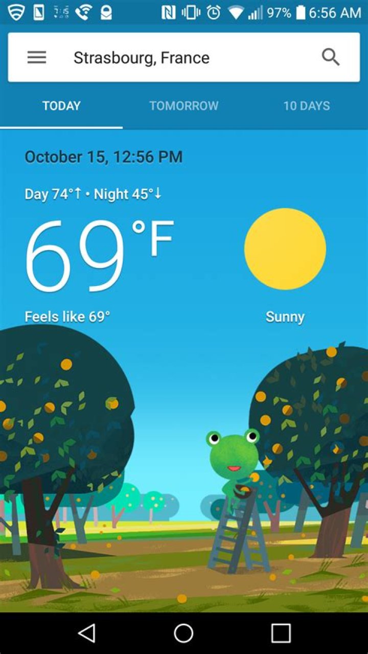 What weather app has the frog