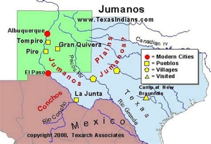 When did the jumanos come to Texas?