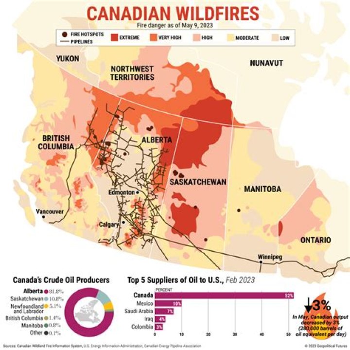 Where are fires in Canada?