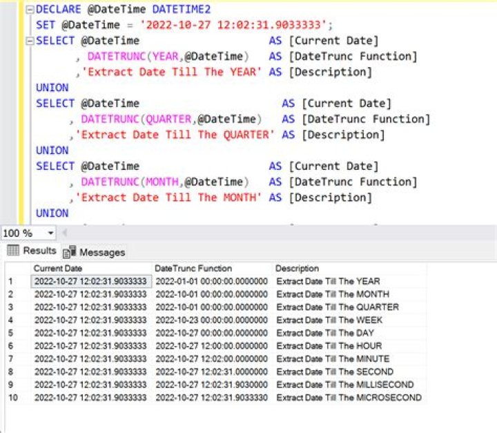 Which is a date time function