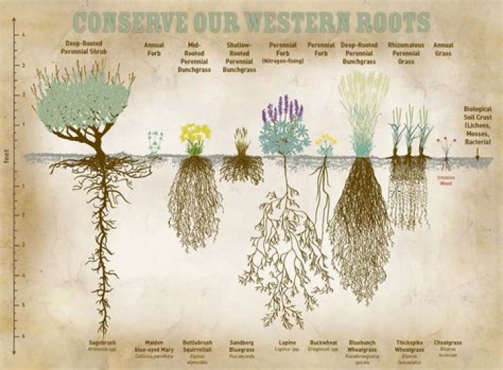 Which plant has deep roots?