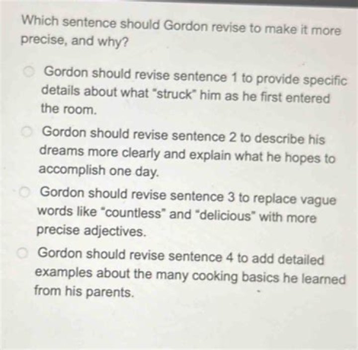 Which sentence should Gordon revise