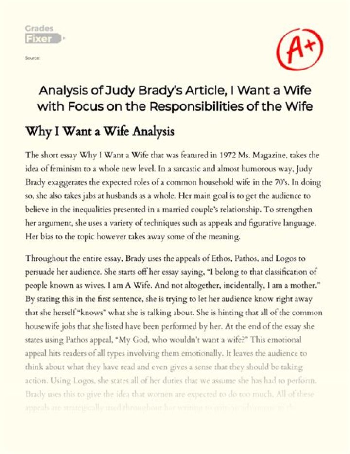 Why do I want a wife analysis