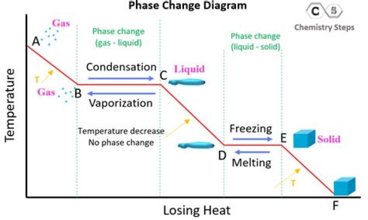 Why does the temperature remain constant during a phase change from E to F
